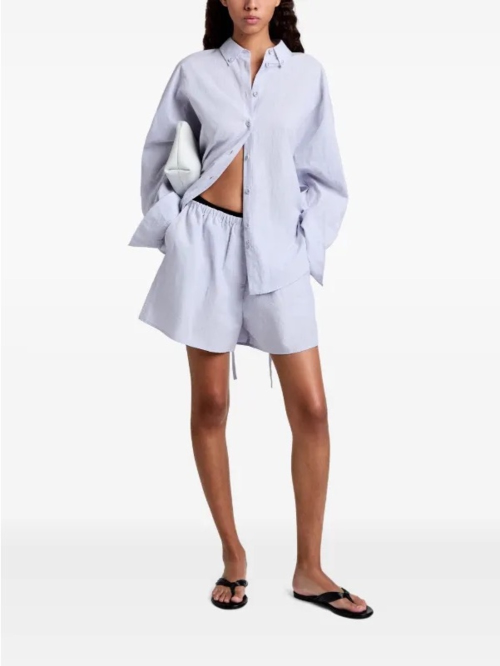 Proenza Schouler White Label Caroline Shirt Grey Button Down Cotton Linen S